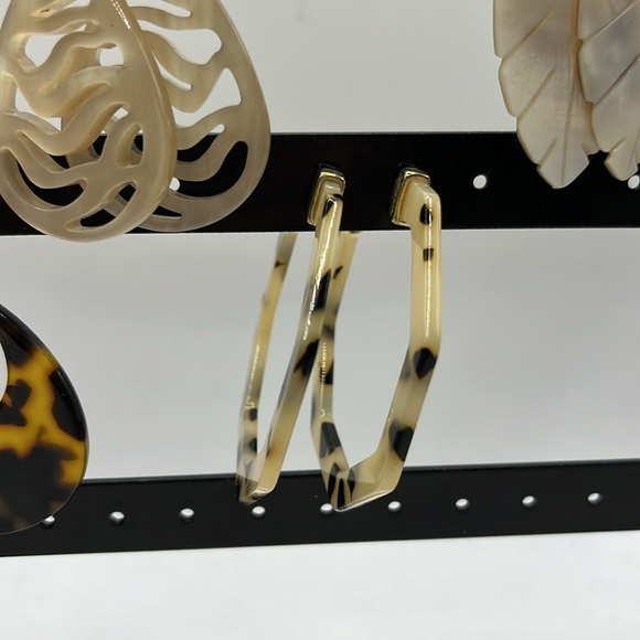 Earrings Resin 5 Pairs Brown Beige Black White Neutral Summer Earrings - Picture 7 of 15